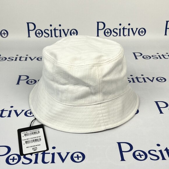 MCM White Cubic Logo Denim Jacquard Bucket Hat One Size - Picture 2 of 7